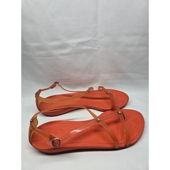 Crocs Womens Sexi Flip Sandals Comfort Jelly Casual Strappy Thong Orange Size 8 - Picture 2 of 14